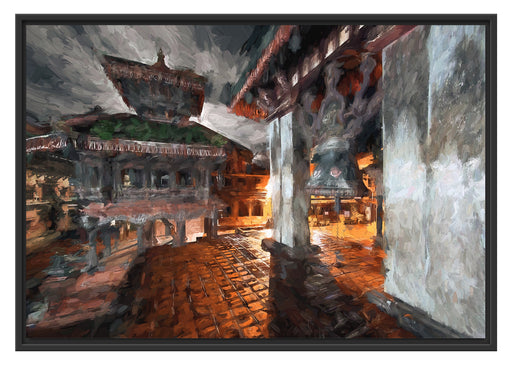 alte Stadt in Nepal Schattenfugenrahmen 100x70