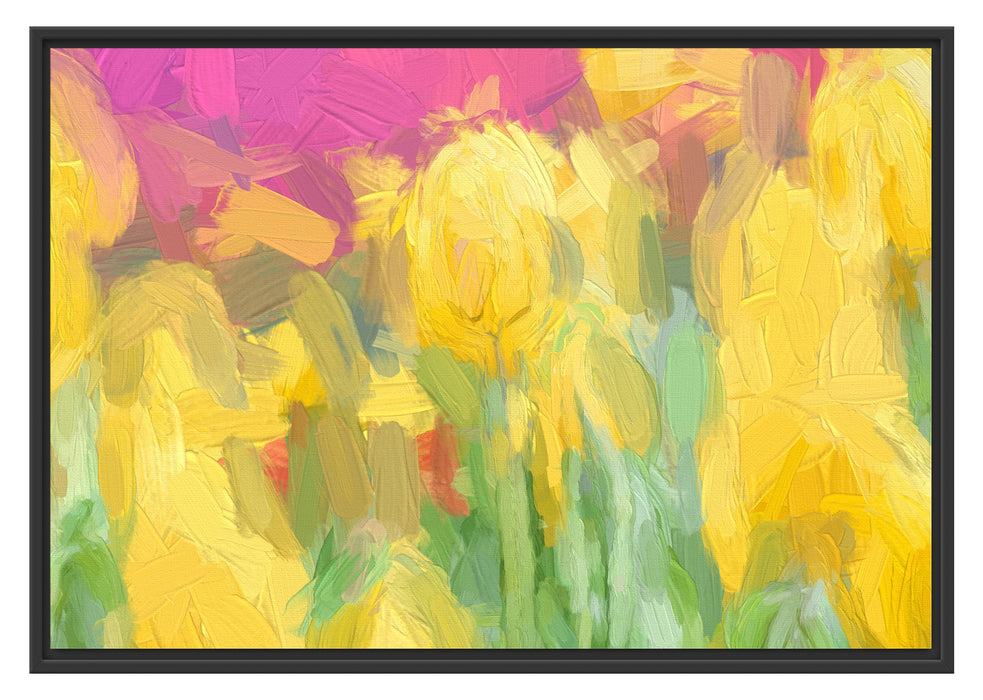 Pixxprint gelbe Tulpen im Frühling, im Schwebe-Effekt Bilderrahmen