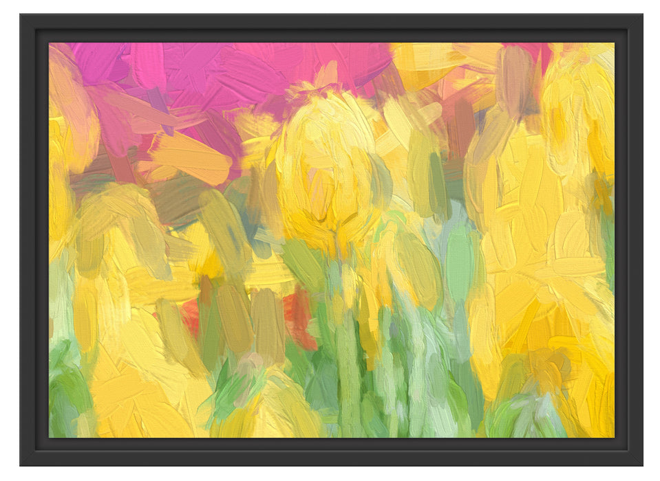 gelbe Tulpen im Frühling Schattenfugenrahmen 55x40