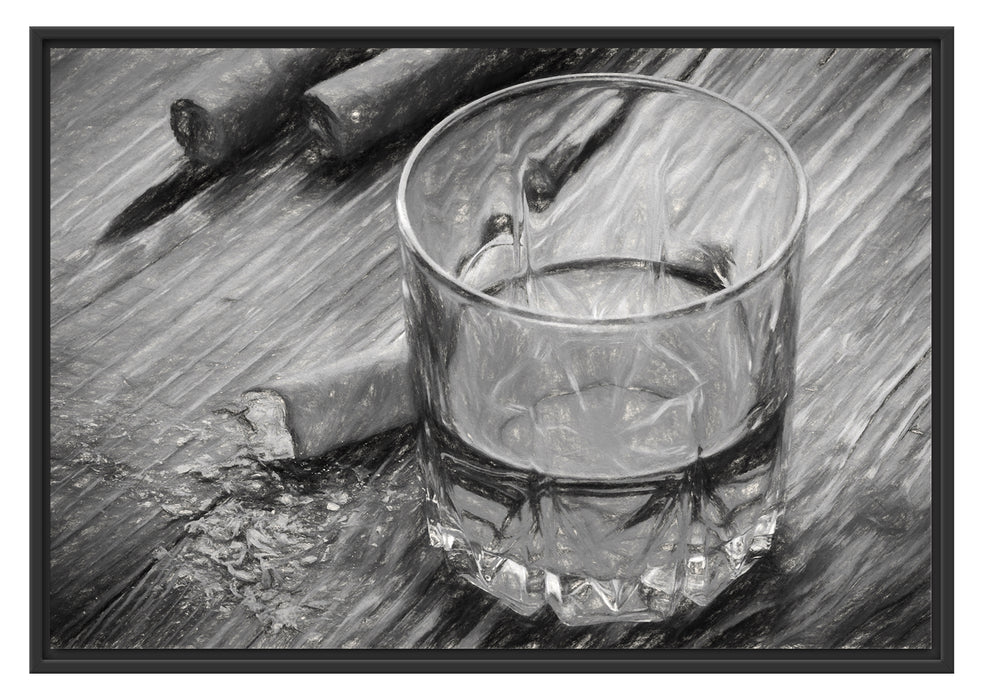 Pixxprint Whisky mit Zigarre, im Schwebe-Effekt Bilderrahmen
