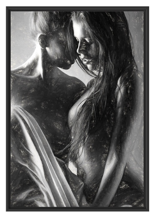 Pixxprint Zwei sinnliche nackte Frauen, im Schwebe-Effekt Bilderrahmen