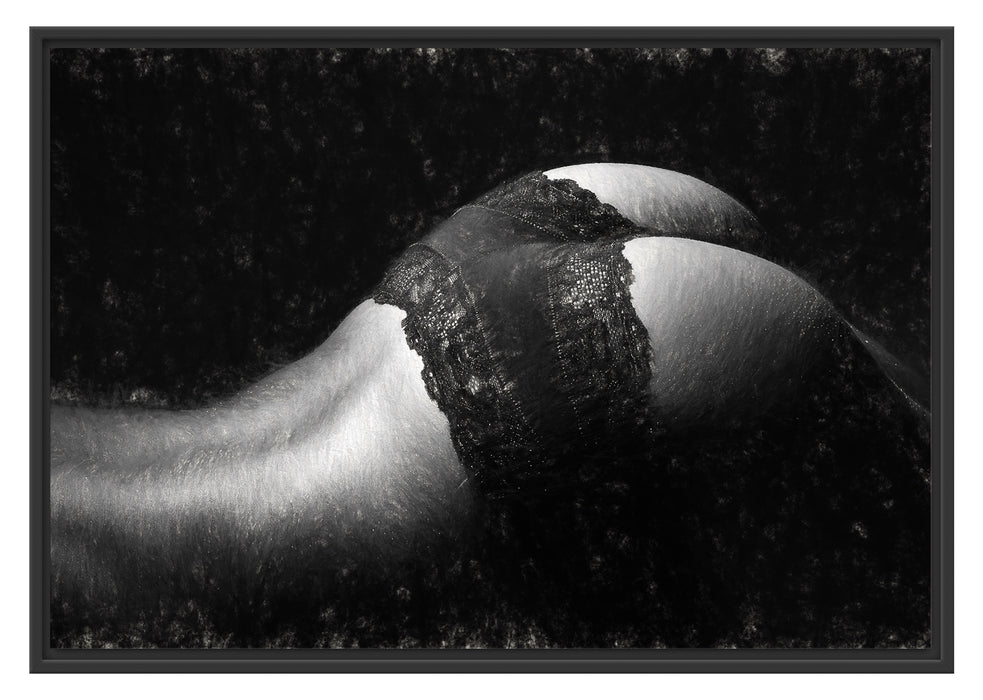 Pixxprint Heißer Frauenpo in Dessous, im Schwebe-Effekt Bilderrahmen