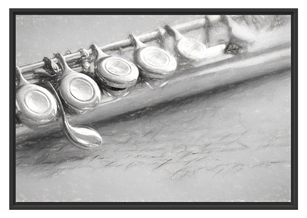 Pixxprint Querflöte, im Schwebe-Effekt Bilderrahmen