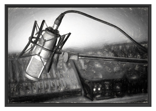 Mikrofon mit Musikanlagen Schattenfugenrahmen 100x70