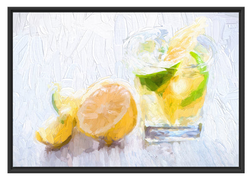 Gin Tonic Shot mit Zitronen Schattenfugenrahmen 100x70