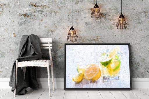 Gin Tonic Shot mit Zitronen Schattenfugenrahmen Wohnzimmer