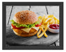 Chickenburger Pommes Schattenfugenrahmen 38x30