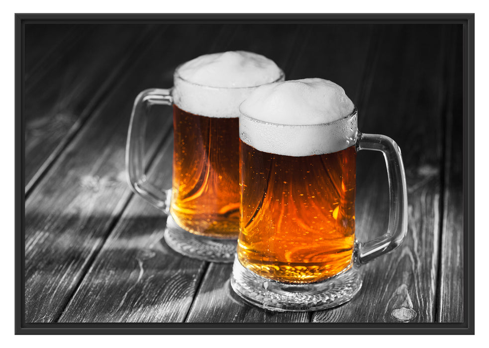 Pixxprint Zwei Maßkrüge Bier, im Schwebe-Effekt Bilderrahmen