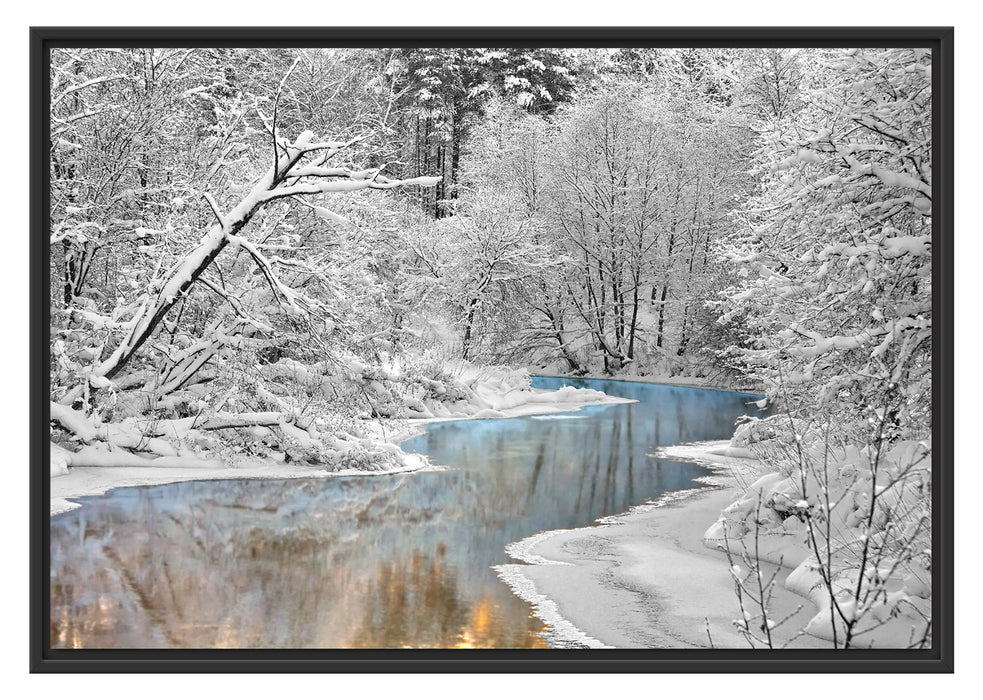 Atemberaubende Winterlandschaft Schattenfugenrahmen 100x70