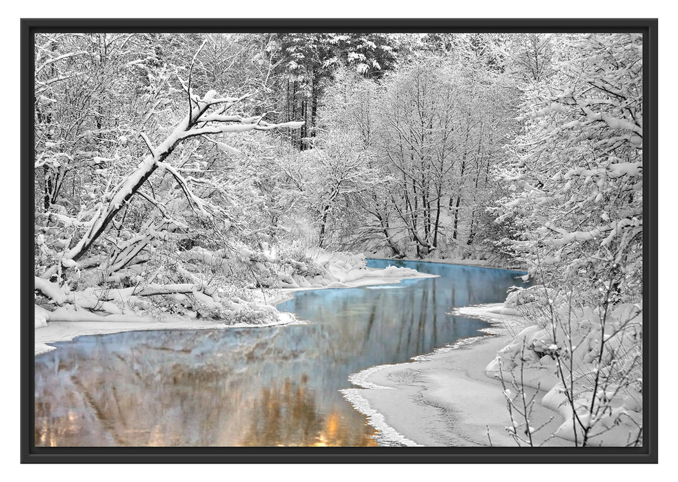 Pixxprint Atemberaubende Winterlandschaft, im Schwebe-Effekt Bilderrahmen