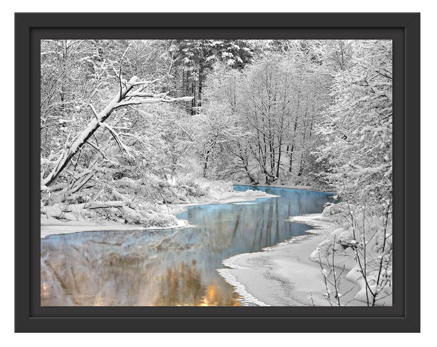 Atemberaubende Winterlandschaft Schattenfugenrahmen 38x30