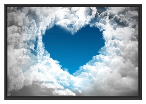 Romantisches Herz in den Wolken Schattenfugenrahmen 100x70