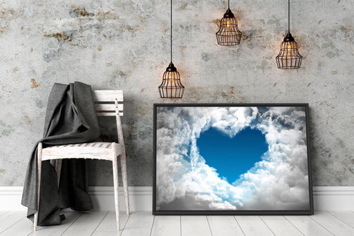 Romantisches Herz in den Wolken Schattenfugenrahmen Wohnzimmer