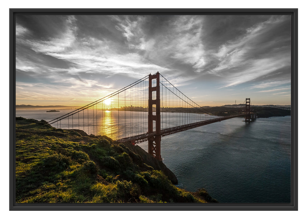 Pixxprint Golden Gate Bridge Ausblick, im Schwebe-Effekt Bilderrahmen