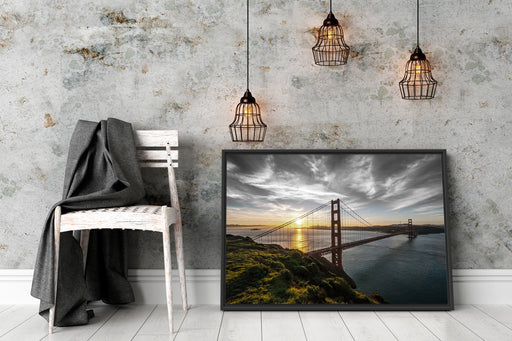 Golden Gate Bridge Ausblick Schattenfugenrahmen Wohnzimmer