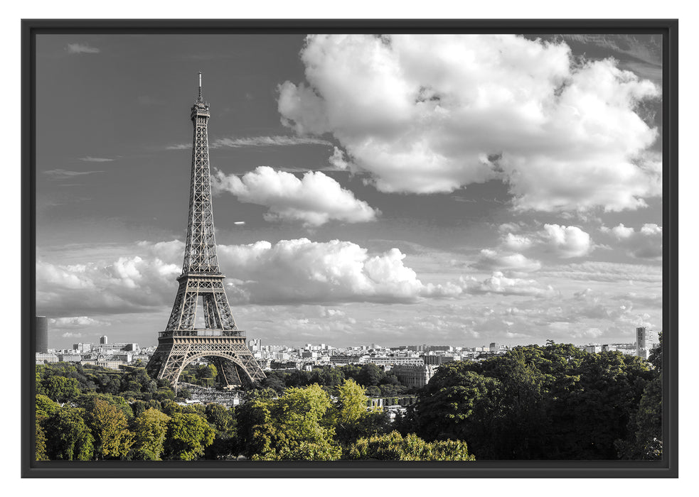 Pixxprint Riesiger Eiffelturm in Paris, im Schwebe-Effekt Bilderrahmen
