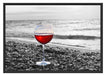 Weinglas am Strand Schattenfugenrahmen 100x70