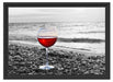 Weinglas am Strand Schattenfugenrahmen 55x40