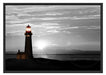 Leuchtturm im Sonnenaufgang Schattenfugenrahmen 100x70