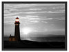 Leuchtturm im Sonnenaufgang Schattenfugenrahmen 80x60