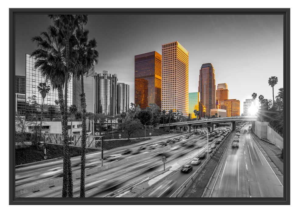 Straßenverkehr in Los Angeles Schattenfugenrahmen 100x70