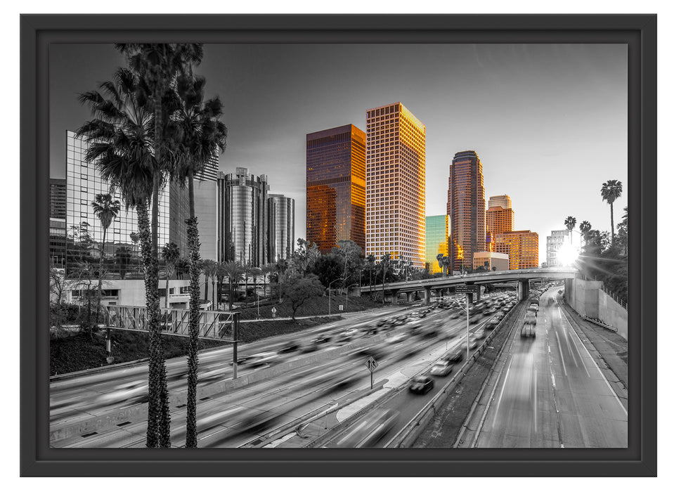 Straßenverkehr in Los Angeles Schattenfugenrahmen 55x40