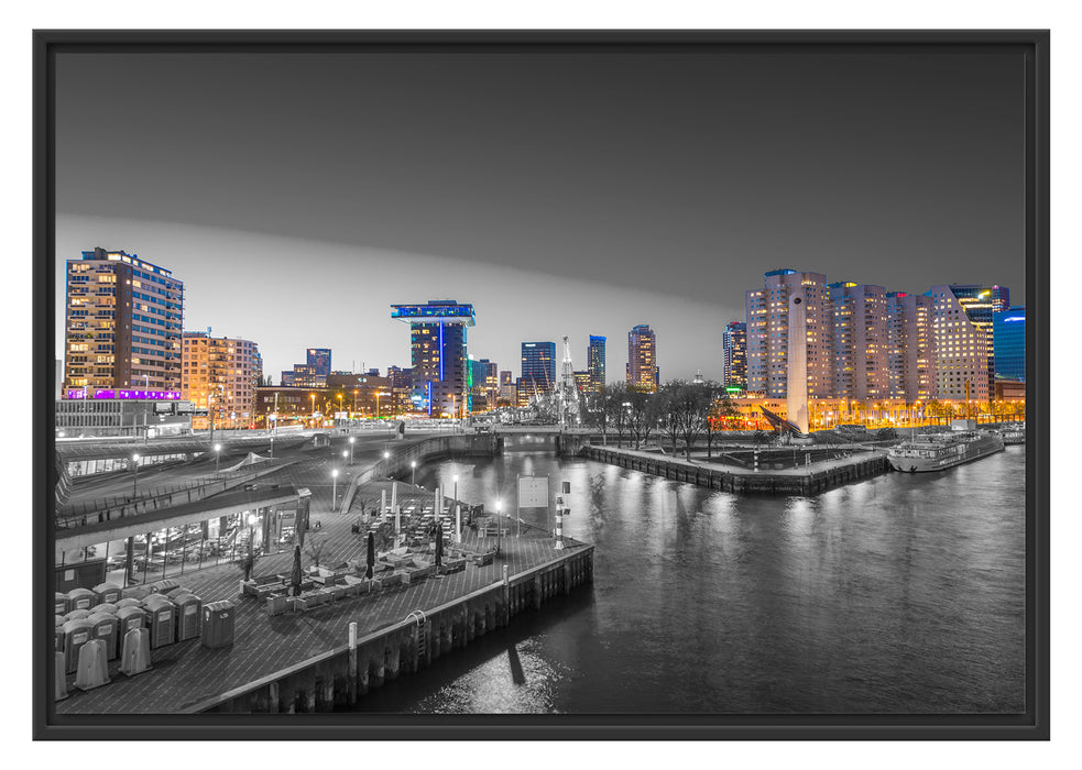 Ausblick auf Rotterdam Schattenfugenrahmen 100x70