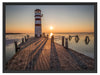 Leuchtturm vor Sonnenuntergang Schattenfugenrahmen 80x60