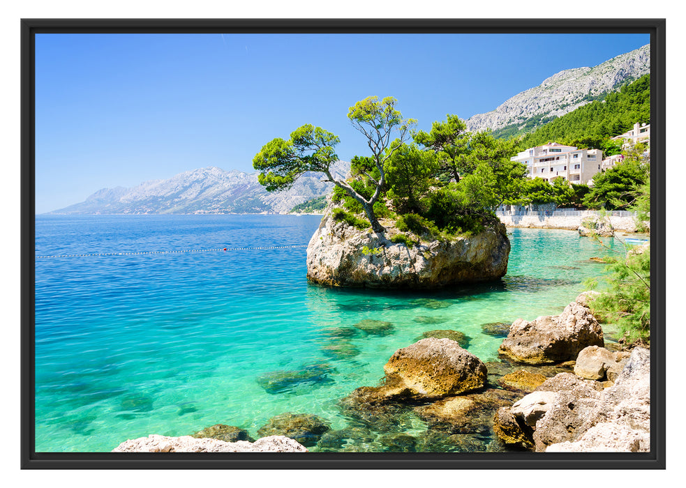 Pixxprint Dalmatia Strand in Kroatien, im Schwebe-Effekt Bilderrahmen