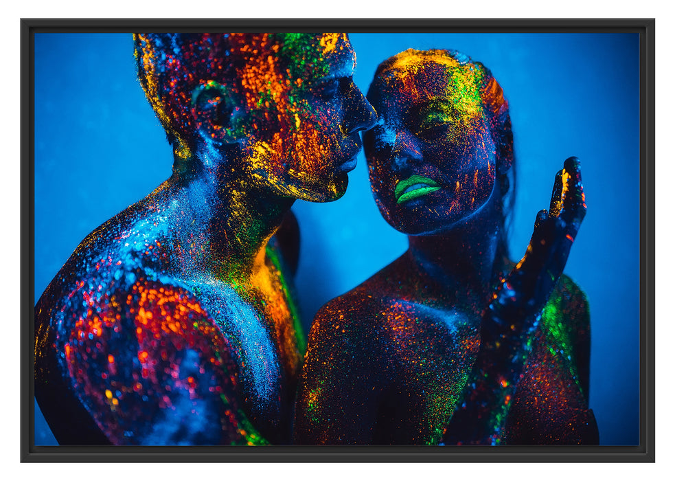 Pixxprint Menschen mit Pulver, im Schwebe-Effekt Bilderrahmen