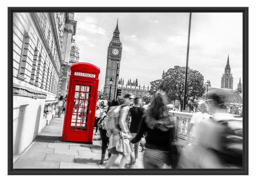 Typische Telefonzelle in London Schattenfugenrahmen 100x70