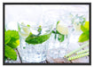 Mojito-Gläser mit Minze Schattenfugenrahmen 100x70