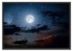 Leuchtender Mond am Nachthimmel Schattenfugenrahmen 100x70