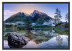 Sonnenaufgang am Hintersee Schattenfugenrahmen 100x70