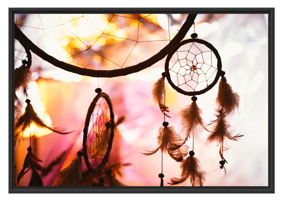 Pixxprint Traumfänger bei Sonnenuntergang, im Schwebe-Effekt Bilderrahmen