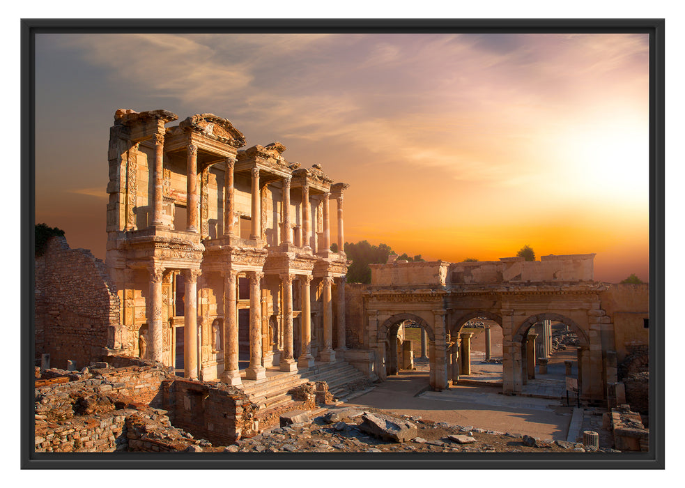 Pixxprint alte Tempelruine, im Schwebe-Effekt Bilderrahmen