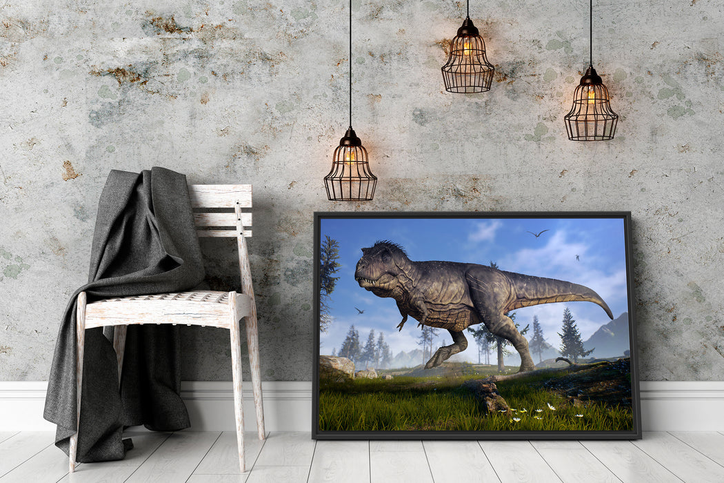 T-Rex Dinosaurier in der Natur Schattenfugenrahmen Wohnzimmer