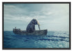 lustig sitzender Elefant im Boot Schattenfugenrahmen 100x70