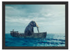 lustig sitzender Elefant im Boot Schattenfugenrahmen 55x40