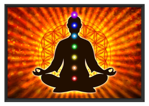 Meditation mit den 7 Chakren Schattenfugenrahmen 100x70