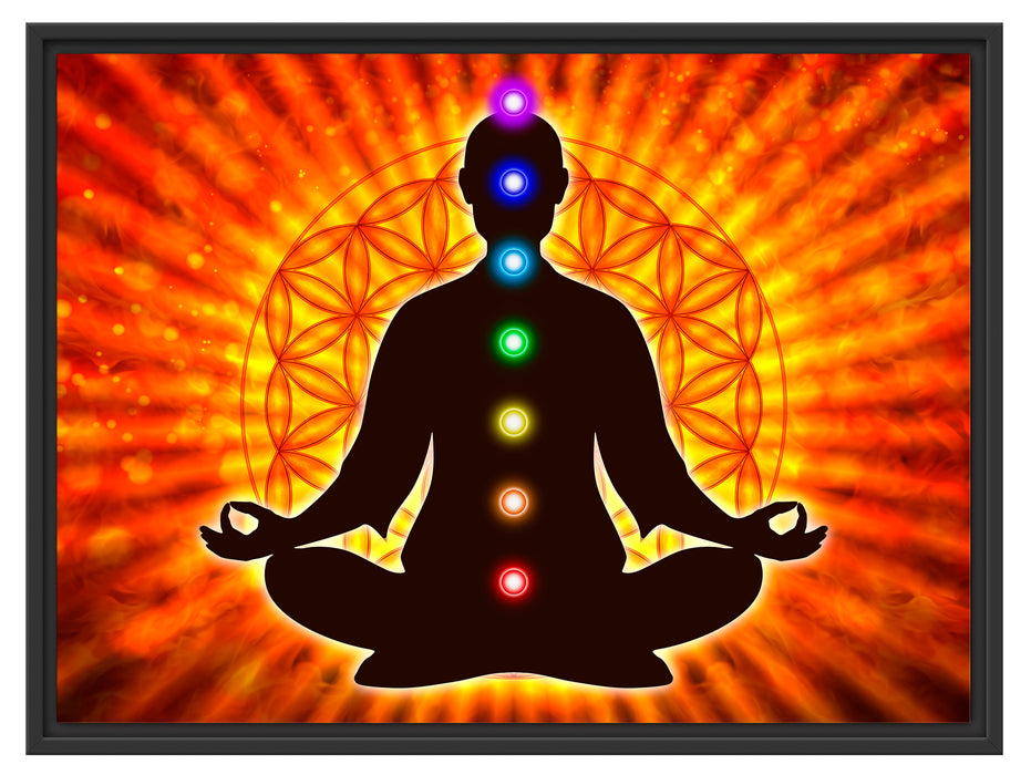 Meditation mit den 7 Chakren Schattenfugenrahmen 80x60