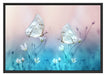 Schmetterling auf kleinen Blumen Schattenfugenrahmen 100x70