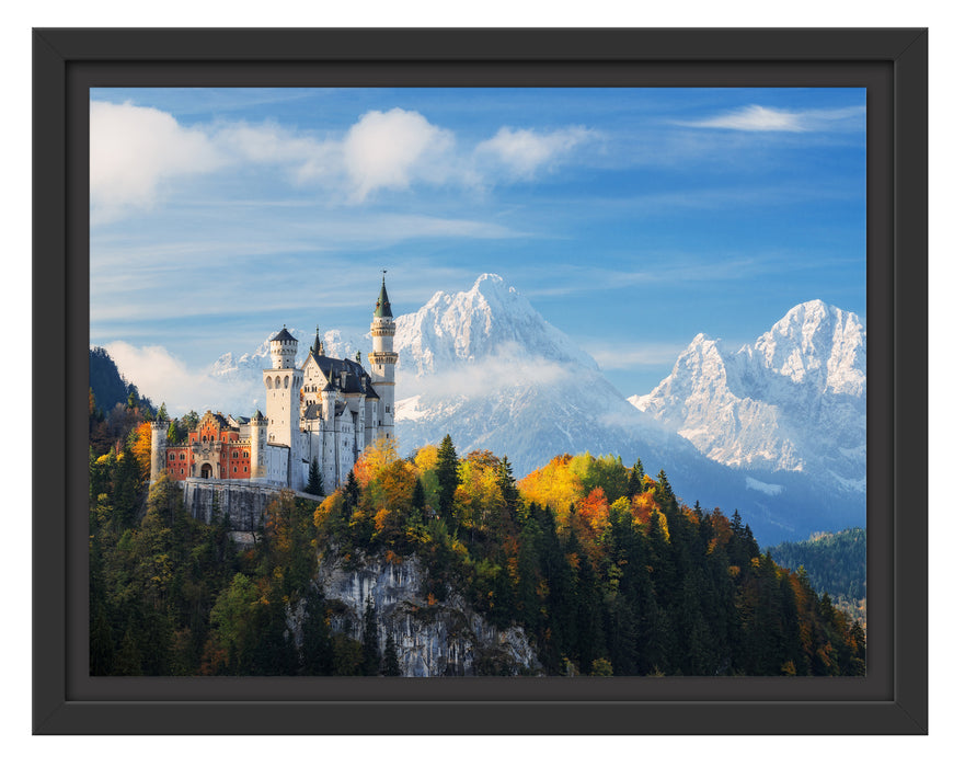 Schloss Neuschwanstein Herbst Schattenfugenrahmen 38x30