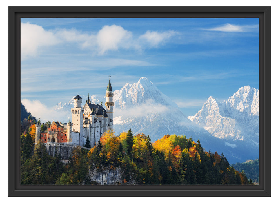 Schloss Neuschwanstein Herbst Schattenfugenrahmen 55x40