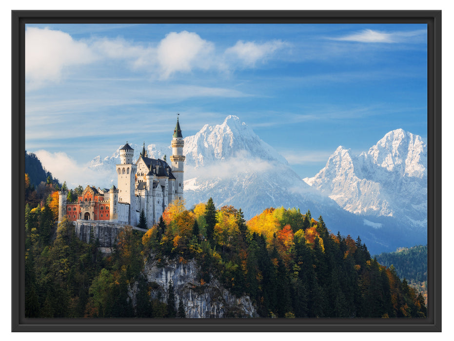 Schloss Neuschwanstein Herbst Schattenfugenrahmen 80x60