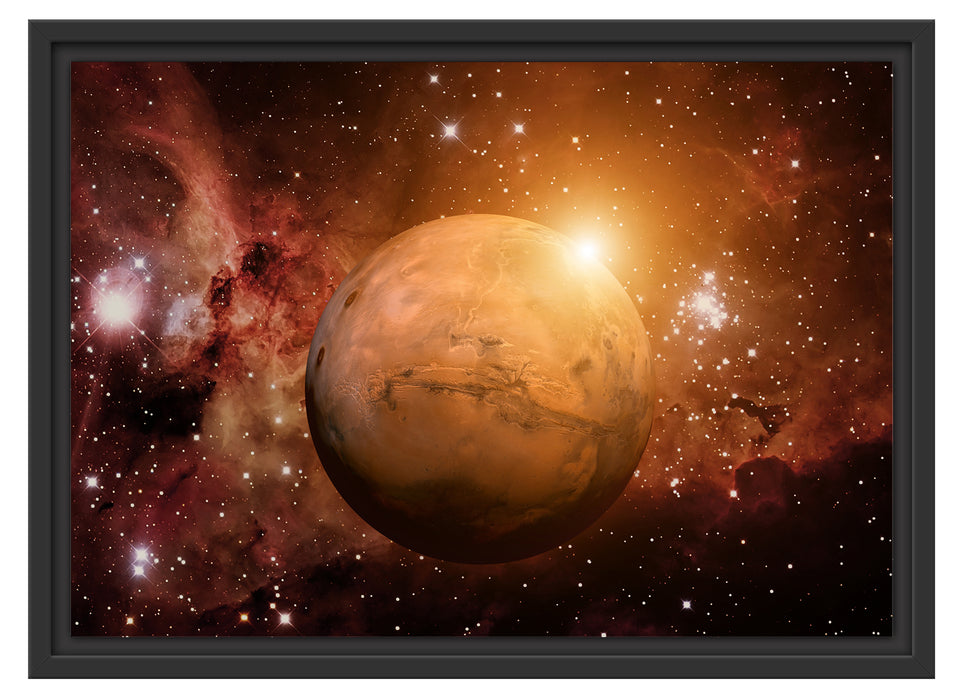 Planet Mars im Universum Schattenfugenrahmen 55x40