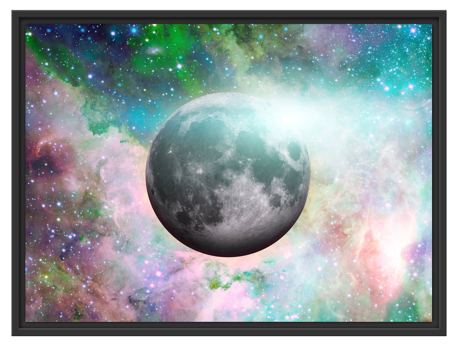 unser Mond im Sternenstaub Schattenfugenrahmen 80x60