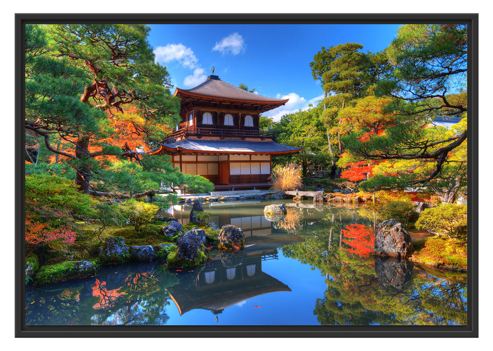 Pixxprint Ginkaku-ji-Tempel in Kyoto, im Schwebe-Effekt Bilderrahmen