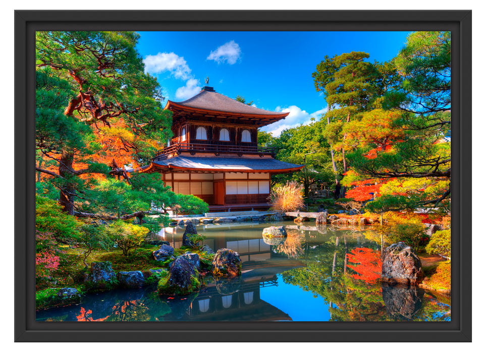 Ginkaku-ji-Tempel in Kyoto Schattenfugenrahmen 55x40