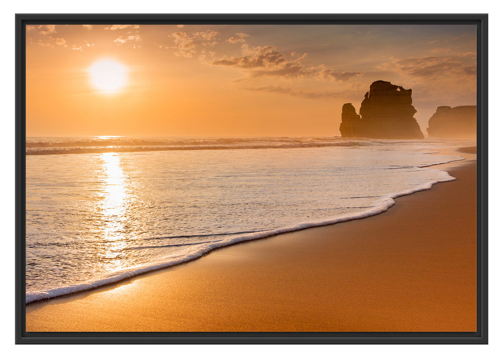 Pixxprint Sonnenuntergang Ozean, im Schwebe-Effekt Bilderrahmen